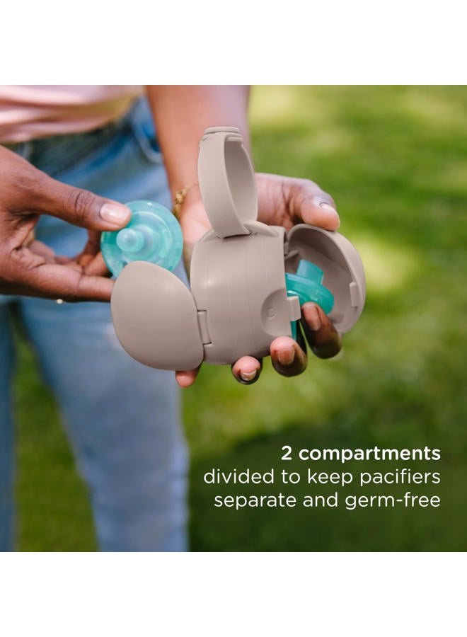 ubbi On-The-Go Dual Pacifier Holder, Keep's Baby's Binkies Clean and Accessible, Portable for Travel, Diaper Bag Accessory Must Have for Newborns, Taupe - Image 3