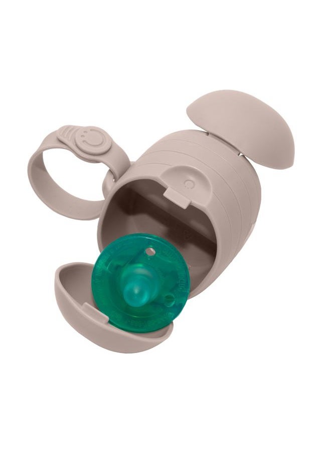 ubbi On-The-Go Dual Pacifier Holder, Keep's Baby's Binkies Clean and Accessible, Portable for Travel, Diaper Bag Accessory Must Have for Newborns, Taupe - Image 1