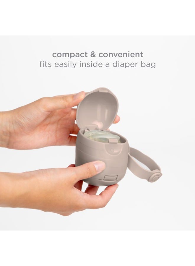 ubbi On-The-Go Dual Pacifier Holder, Keep's Baby's Binkies Clean and Accessible, Portable for Travel, Diaper Bag Accessory Must Have for Newborns, Taupe - Image 4
