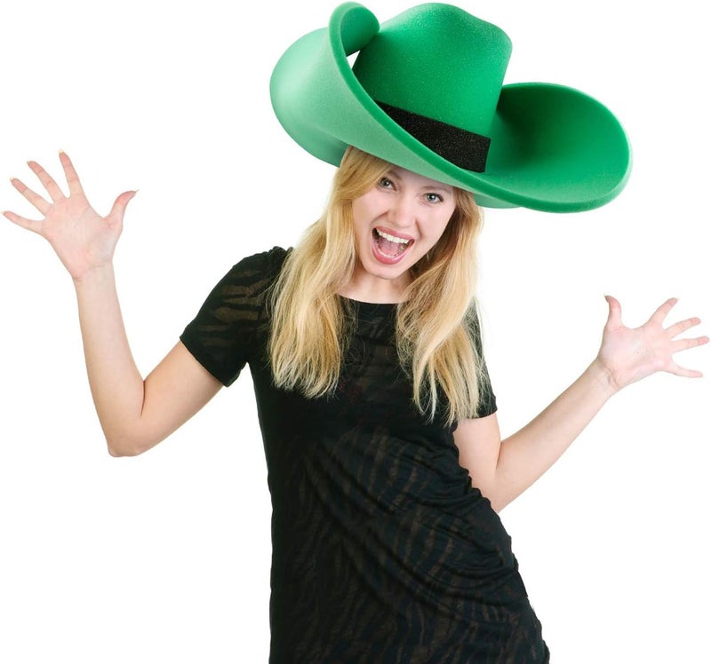 FUNSTITUTION Giant Foam Cowboy Hat - Oversized Huge Cowboy Hat - Silly, Crazy and Funny Green Hats for Adults and Kids - Image 3