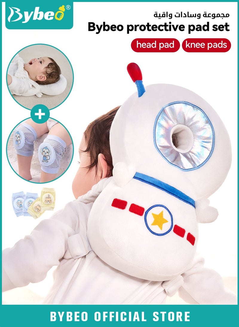 بيبو وسادة واقية لرأس الاطفال ضد السقوط مع 2 وسادات الركبة، آدات أمان لحماية رأس وظهر وركبتي الأطفال الرضع عندما يزحف ويمشى - Image 1