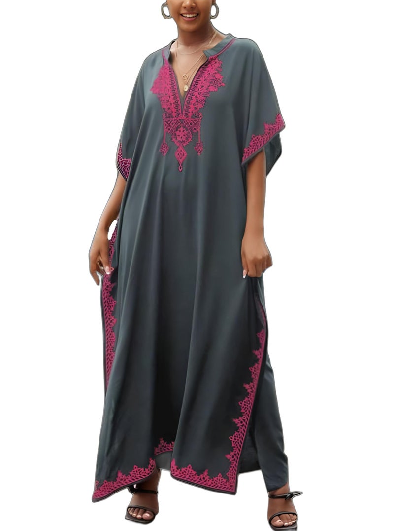 IMAGEKOPE Kaftan Dresses for Women Swimsuit Coverup Plus Size Beach Caftan Cover Ups for Swimwear Embroidery - Image 1