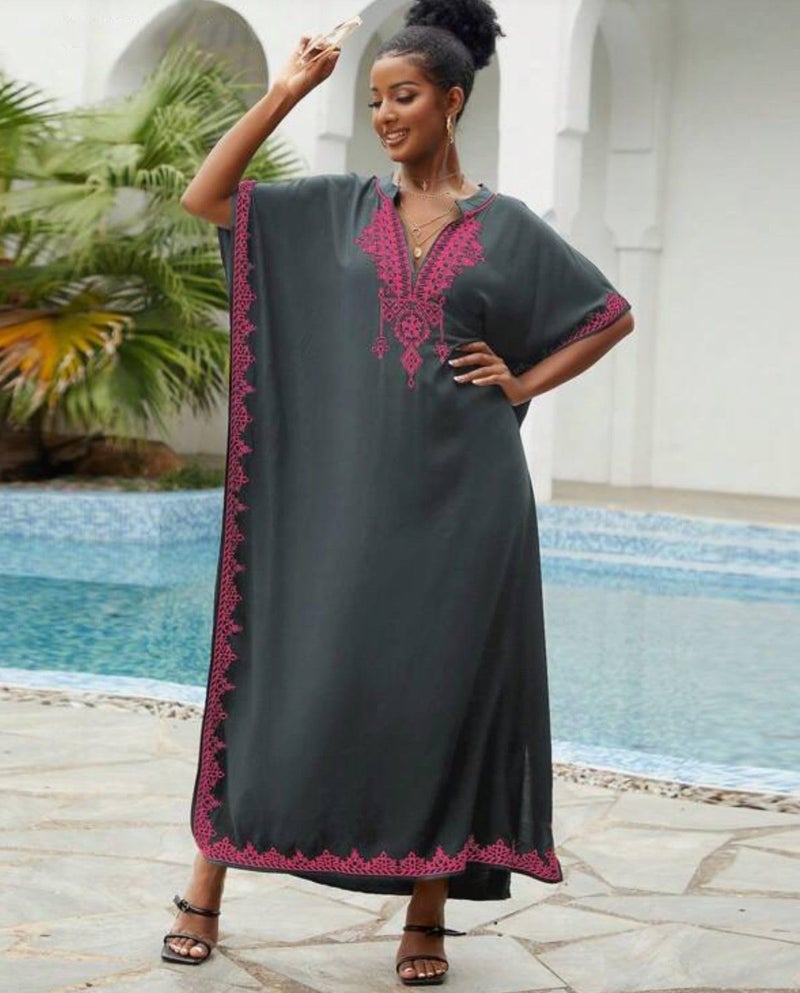 IMAGEKOPE Kaftan Dresses for Women Swimsuit Coverup Plus Size Beach Caftan Cover Ups for Swimwear Embroidery - Image 4