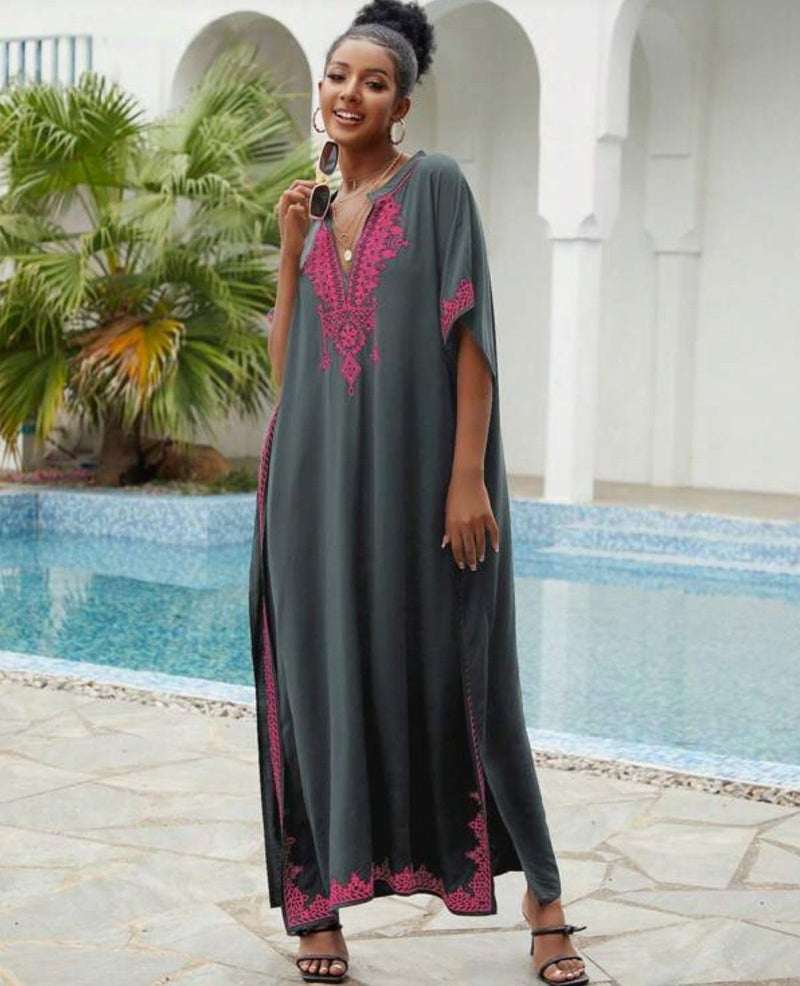 IMAGEKOPE Kaftan Dresses for Women Swimsuit Coverup Plus Size Beach Caftan Cover Ups for Swimwear Embroidery - Image 2