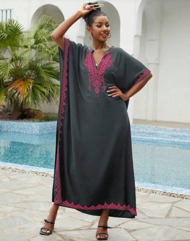 IMAGEKOPE Kaftan Dresses for Women Swimsuit Coverup Plus Size Beach Caftan Cover Ups for Swimwear Embroidery - Image 3