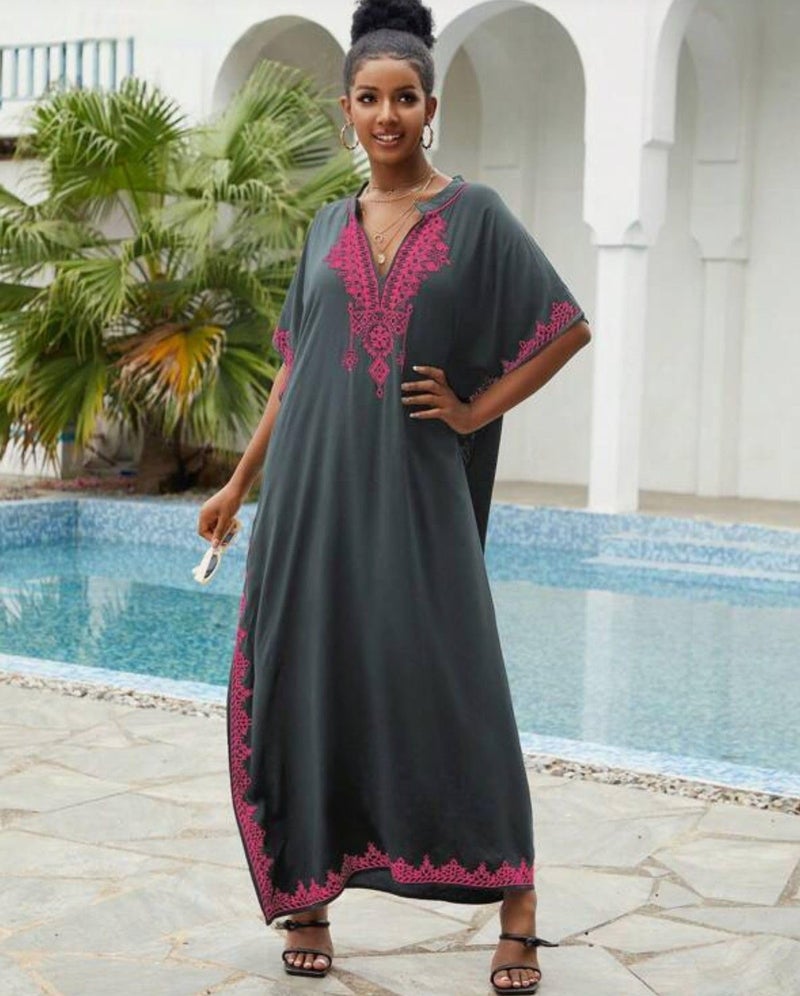 IMAGEKOPE Kaftan Dresses for Women Swimsuit Coverup Plus Size Beach Caftan Cover Ups for Swimwear Embroidery - Image 5