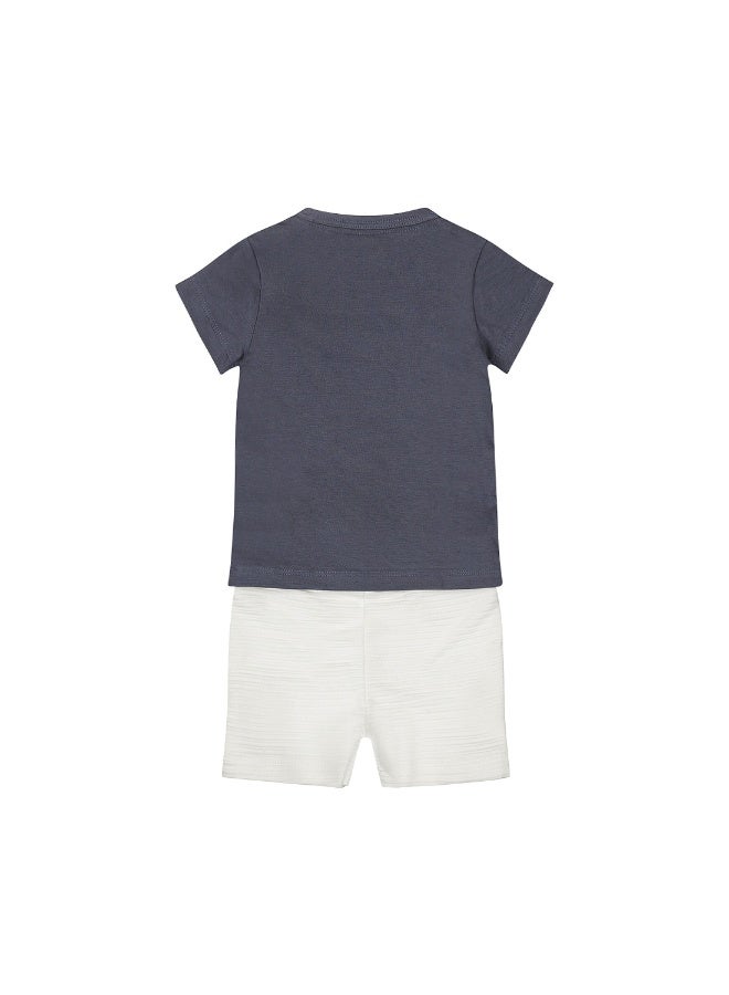 Dirkje Boys Baby Set T-Shirt Shorts Dark Blue White - Image 2