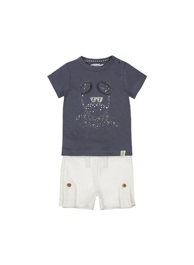 Dirkje Boys Baby Set T-Shirt Shorts Dark Blue White - Image 1