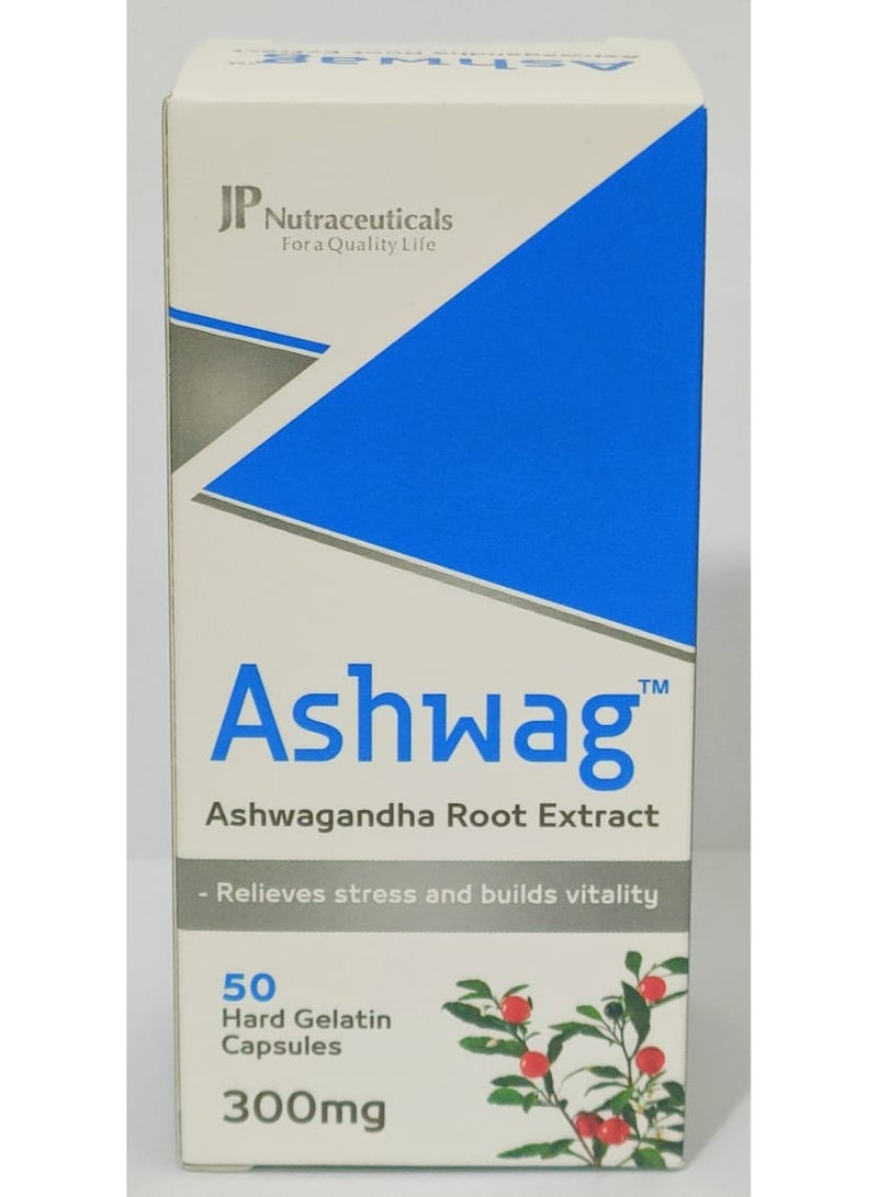 JP Nutraceuticals Ashwag Ashwagandha Root Extract 300 Mg 50 Hardgel Capsules - Image 1