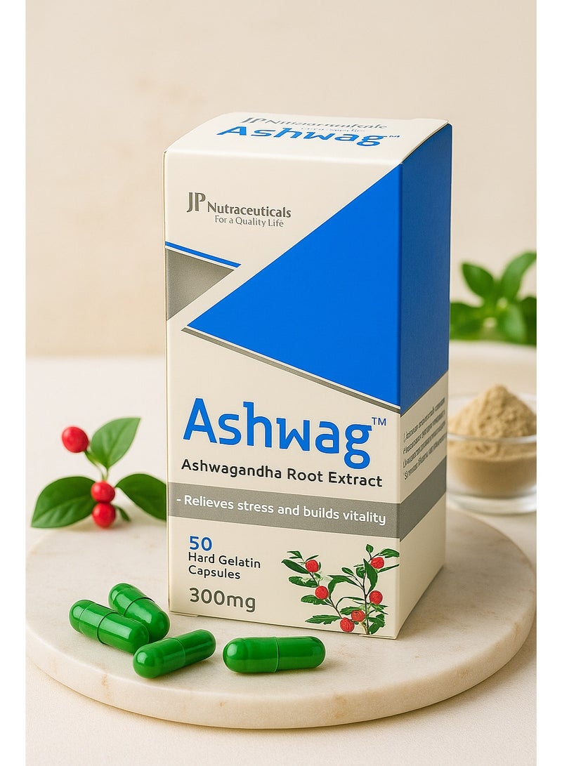 JP Nutraceuticals Ashwag Ashwagandha Root Extract 300 Mg 50 Hardgel Capsules - Image 3