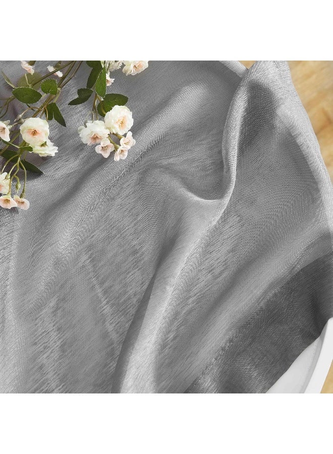 HLC.ME HLCME 2 Piece Semi Sheer Voile Window Curtain Drapes Grommet Panels for Bedroom Living Room  Kids Room 54 W x 95 L Charcoal Grey - Image 4