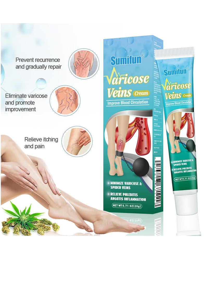 Sumifun Varicose Veins Cream Relief Phlebitis Angiitis 100% Natural Ingredients Added Eliminate the Appearance of Varicose Veins - Vein Inflammation Treatment for Men & Women 20g - Image 3