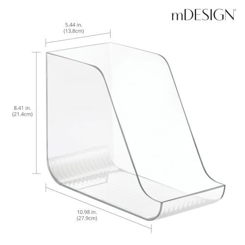 mDesign Can Organisers for Pantries, Fridge Drawers & Fridge Shelves - Kitchen Storage Solutions - for up to 7 Cans of Soda, Food, or Soups - Kitchen Accessories — Pack of 2 - Clear - Image 4