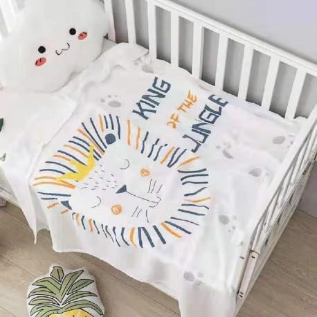 BABY STATION Bamboo Cotton Muslin Swaddle Wrapper Blanket for Babies / 2-Layer All Season Ultra Soft Breathable Hypoallergenic Anti-Bacterial Shawl - White - 43x43 Inch - Pack of 1 (Prints May Vary) - Image 2