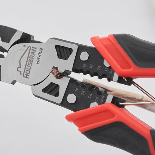 HOUSERAN Linemans Pliers, HOUSERAN Combination Pliers with Wire Stripper and Crimper, 8.3 Inch Lineman Plier, Spring Loaded with Safety Lock, 5-in-1 Linesman Pliers for Cutting, Crimping, Stripping - Image 4