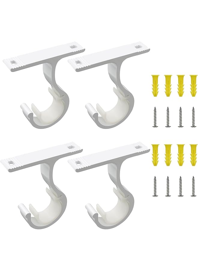 erorex 4PCS Heavy Duty Aluminum Alloy Fixing Rod Bracket, Curtain Pole Brackets, with 8 Screws and Expansion Bolts, Adjustable Curtain Rod Brackets for for Blinds Clothes Rails(25mm-28mm) 