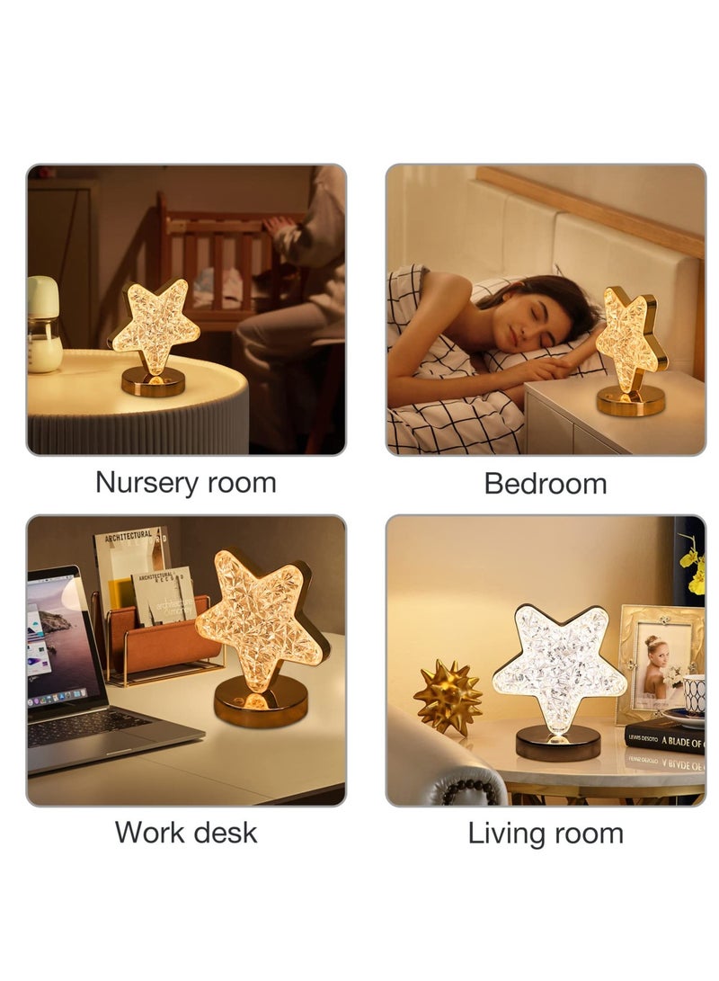 SOLARAE Star Lamp, Cute Night Light for Kids, Acrylic Desktop Crystal Lamp, Cordless Rechargeable Stepless Dimmable Touch Lamp, with 3 Colors Modes, for Living Room, Bedroom, Home Decorations - Image 4