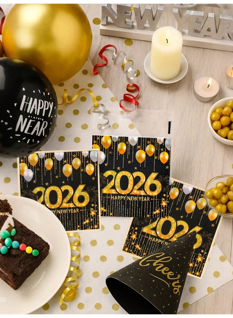 New Year 2026 Gift Bags Black & Gold Design – Happy New Year Candy & Treat Bags – 50 Pieces - 2026 New Year Gift Bags - Image 4