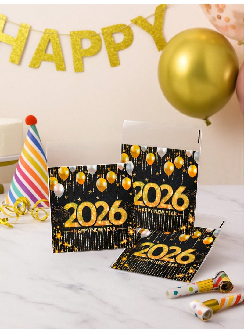 New Year 2026 Gift Bags Black & Gold Design – Happy New Year Candy & Treat Bags – 50 Pieces - 2026 New Year Gift Bags - Image 5