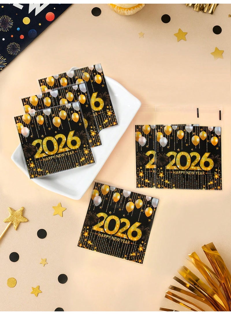 New Year 2026 Gift Bags Black & Gold Design – Happy New Year Candy & Treat Bags – 50 Pieces - 2026 New Year Gift Bags - Image 3