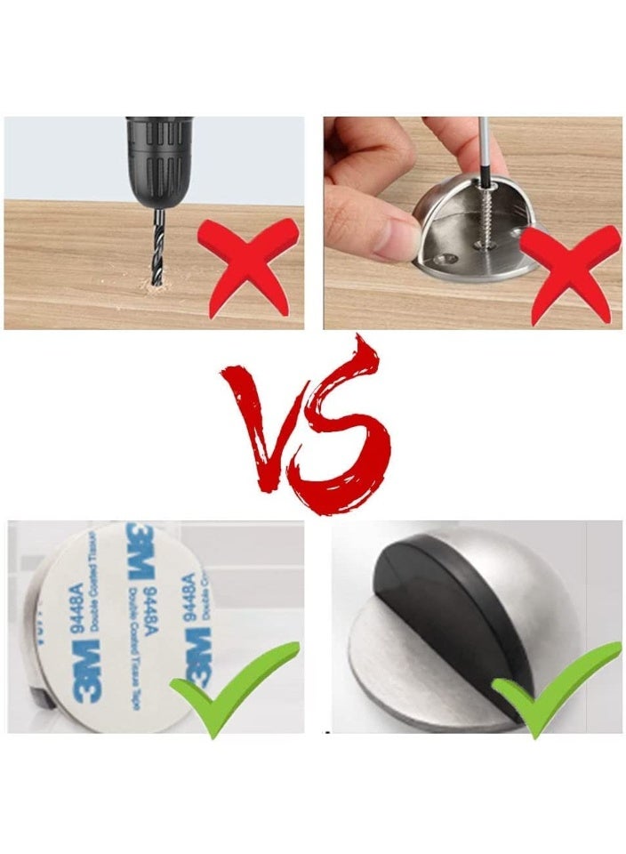 كوفوز 4 سدادات أبواب، أرضية، ذاتية اللصق، سدادة باب من الفولاذ المقاوم للصدأ لجميع الأرضيات الصلبة، لحماية الجدران والأثاث، مع سدادة، من الفولاذ المقاوم للصدأ (فضي) - Image 4