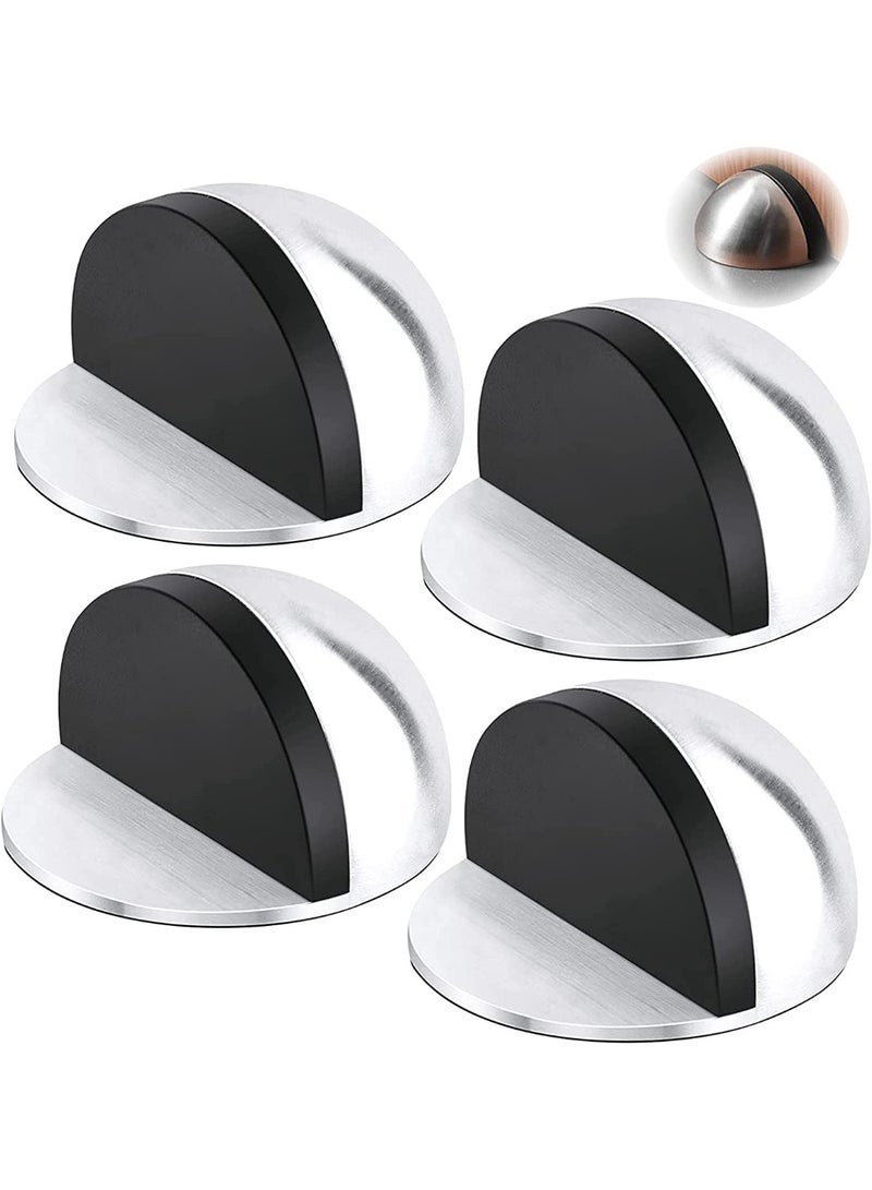 كوفوز 4 سدادات أبواب، أرضية، ذاتية اللصق، سدادة باب من الفولاذ المقاوم للصدأ لجميع الأرضيات الصلبة، لحماية الجدران والأثاث، مع سدادة، من الفولاذ المقاوم للصدأ (فضي) - Image 1