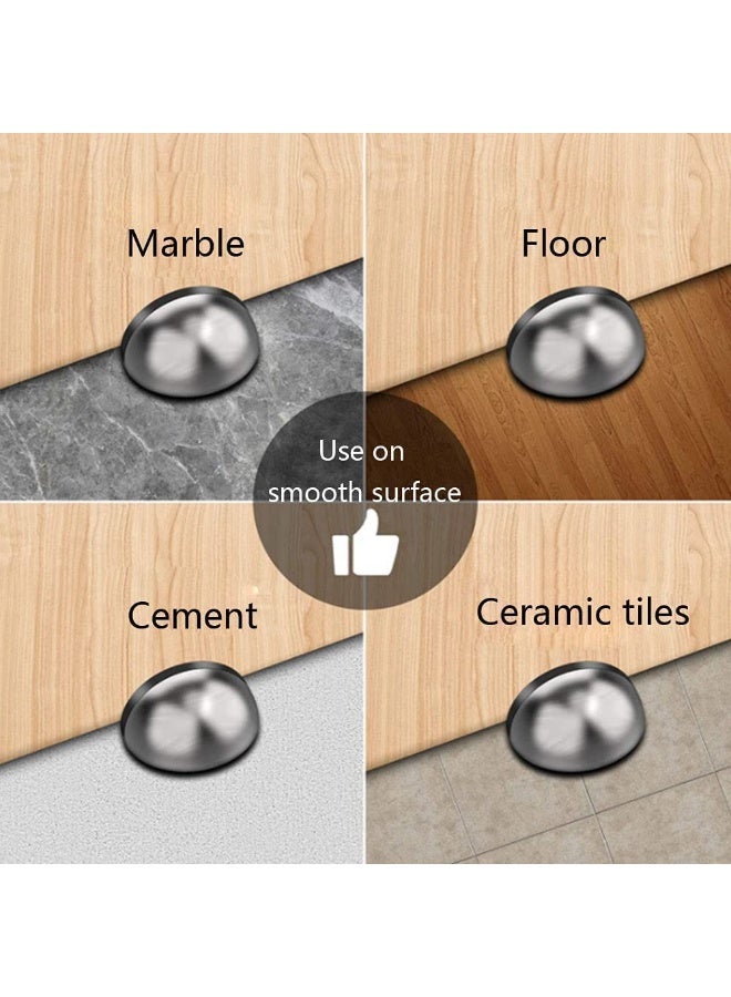 كوفوز 4 سدادات أبواب، أرضية، ذاتية اللصق، سدادة باب من الفولاذ المقاوم للصدأ لجميع الأرضيات الصلبة، لحماية الجدران والأثاث، مع سدادة، من الفولاذ المقاوم للصدأ (فضي) - Image 5