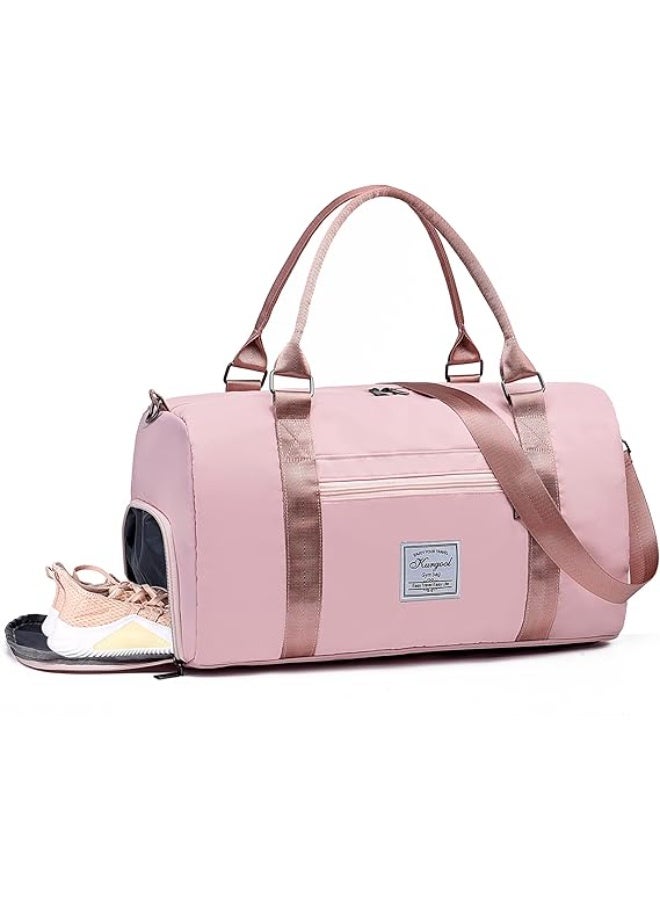 حقيبة سفر رياضية، حقيبة كتف رياضية، حقيبة سفر للعطلات، حقيبة سفر للنساء (وردي) - Image 1