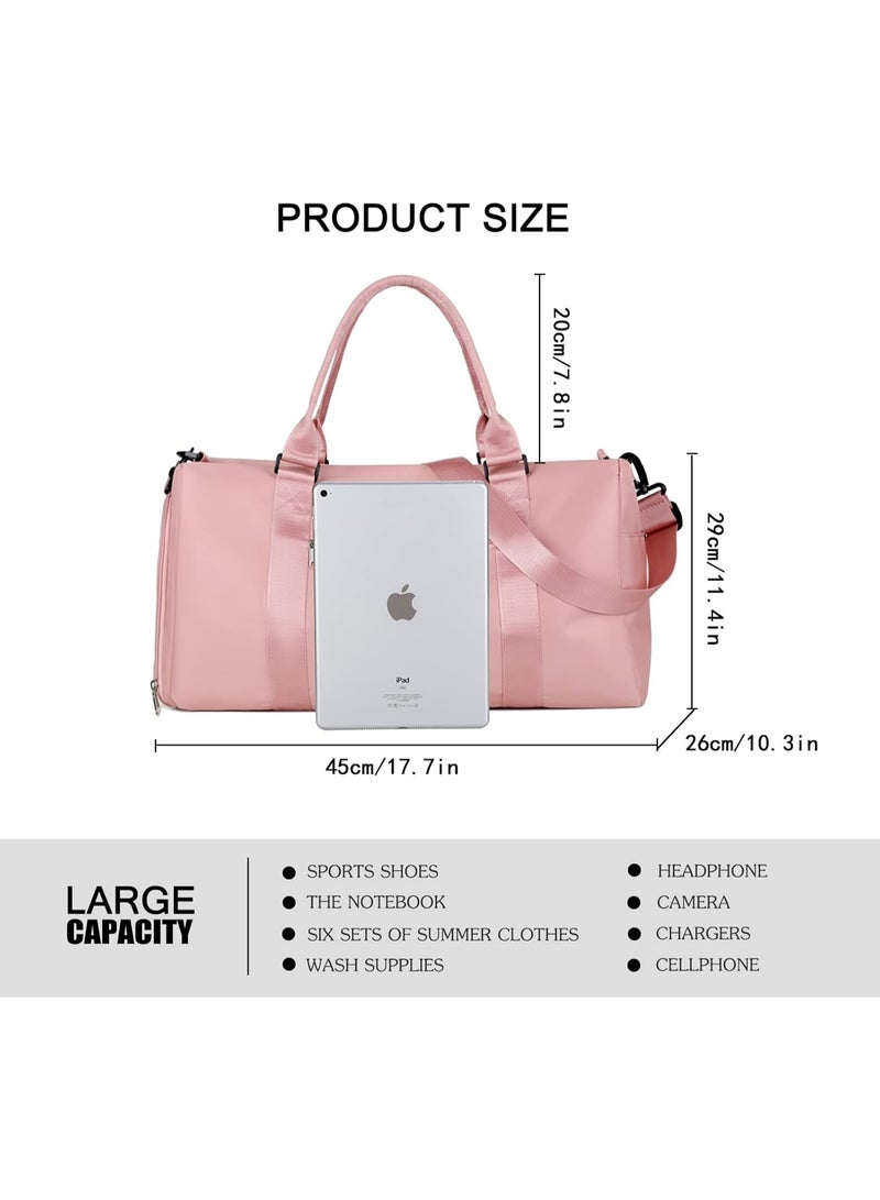 حقيبة سفر رياضية، حقيبة كتف رياضية، حقيبة سفر للعطلات، حقيبة سفر للنساء (وردي) - Image 4