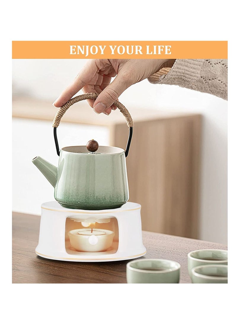 SYOSI Teapot Warmer Ceramic Teapot Warmer with Spoon for Heating Tea, Coffee and Milk Tea Warmer for Teapot Teapot Warmer Base for Glass, Ceramic Teapots and Other Heatproof Pots Warming Use - Image 5
