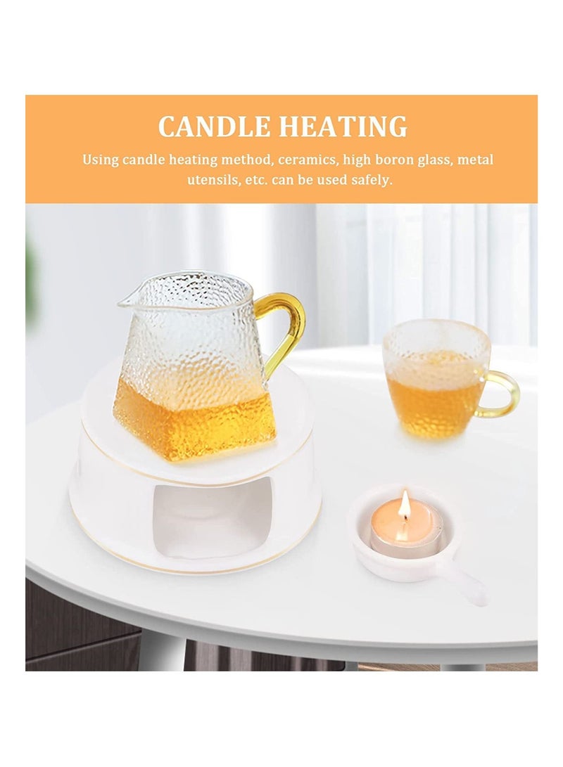 SYOSI Teapot Warmer Ceramic Teapot Warmer with Spoon for Heating Tea, Coffee and Milk Tea Warmer for Teapot Teapot Warmer Base for Glass, Ceramic Teapots and Other Heatproof Pots Warming Use - Image 4