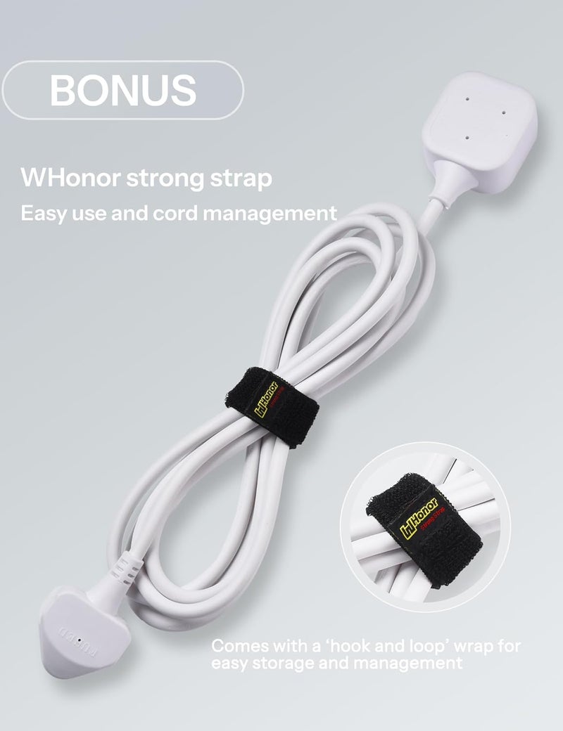 WHonor Extension Lead 3m, 1 Way Extension Cord with UK 3 Pin Plug Power Strip, Tough and Fireproof Single Extension Socket for Home&Office (3m, white) - Image 5