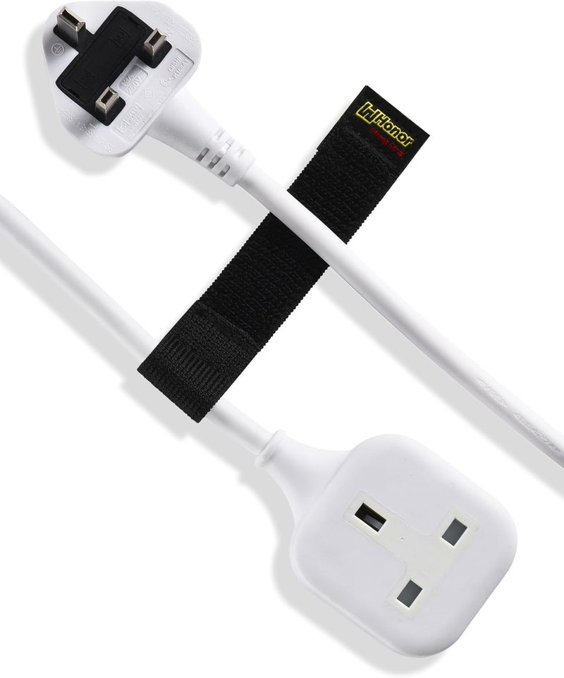WHonor Extension Lead 3m, 1 Way Extension Cord with UK 3 Pin Plug Power Strip, Tough and Fireproof Single Extension Socket for Home&Office (3m, white) - Image 1
