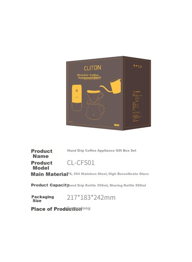 Cliton Electric Coffee Grinder Handheld Coffee Bean Grinding Machine Hand Drip Coffee Maker Filter Cup Hand Grinder Coffee Pot Set - Image 3