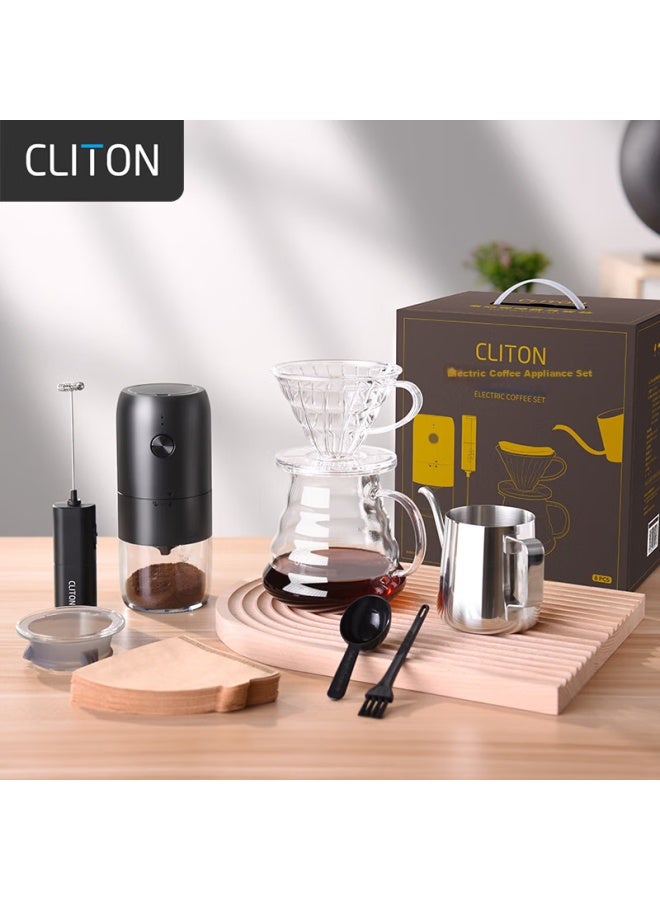 Cliton Electric Coffee Grinder Handheld Coffee Bean Grinding Machine Hand Drip Coffee Maker Filter Cup Hand Grinder Coffee Pot Set - Image 1