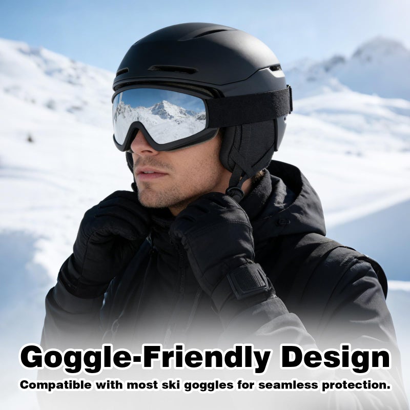 VCOROS Ski Helmet Snowboard Helmet with Ski Goggles for Skiing X13 Snow Sports Helmet for Men Women and Youth(Matte Black-Goggles-mask, Medium) - Image 3