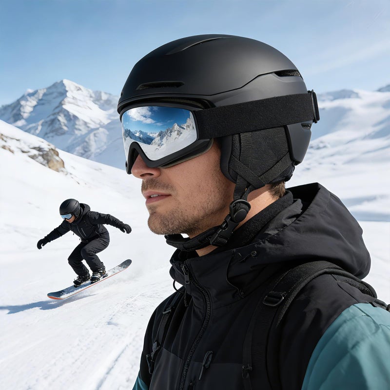 VCOROS Ski Helmet Snowboard Helmet with Ski Goggles for Skiing X13 Snow Sports Helmet for Men Women and Youth(Matte Black-Goggles-mask, Medium) - Image 2