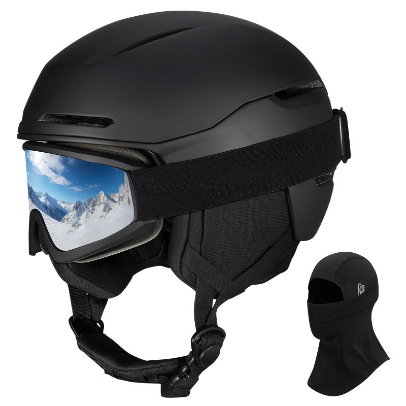 VCOROS Ski Helmet Snowboard Helmet with Ski Goggles for Skiing X13 Snow Sports Helmet for Men Women and Youth(Matte Black-Goggles-mask, Medium) - Image 1