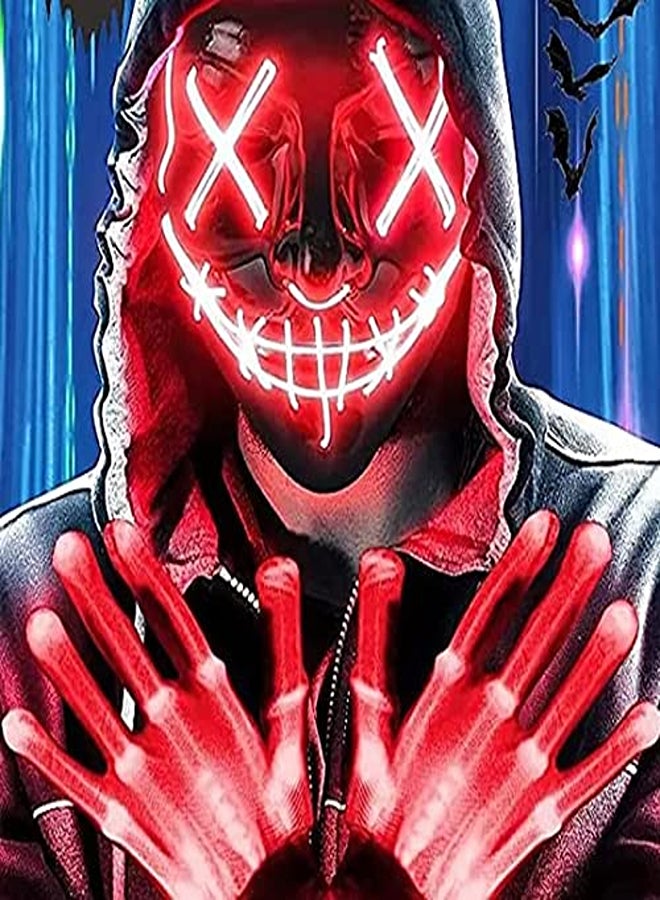 Halloween LED Mask & Gloves Set – Light-Up Cosplay Costume for Festivals & Parties  - Image 2