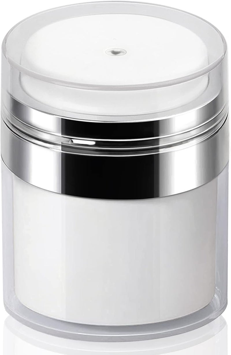 Airless Pump Jar - 0.5 Oz Travel Lotion Container Pump Dispenser for Cream, Mothers Birthday Gifts for Mom, Refillable Empty Jar Vacuum Bottle for Moisturizer, Skincare, Makeup
