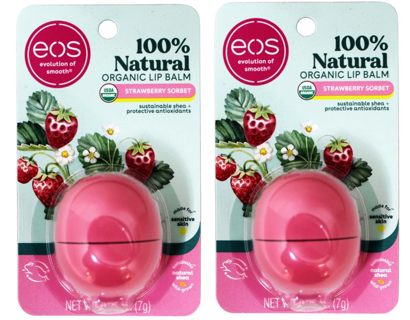 eos Smooth Lip Balm Sphere Strawberry Sorbet 025 oz Pack of 2 - Image 1