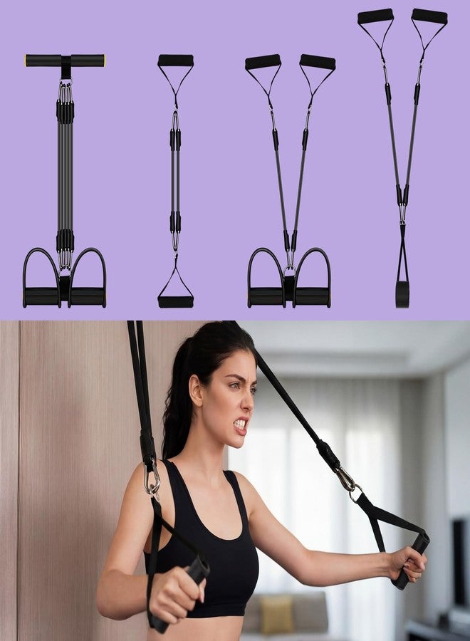 Arrowbash حزام مقاومة دواسة القدم Arrowbash المطور بستة أنابيب، قابل للتعديل حتى 150 رطلاً، مزود بمقبض، أحزمة لياقة متعددة الوظائف للرجال والنساء لتمارين شد البطن والذراعين والساقين (أسود) - Image 5