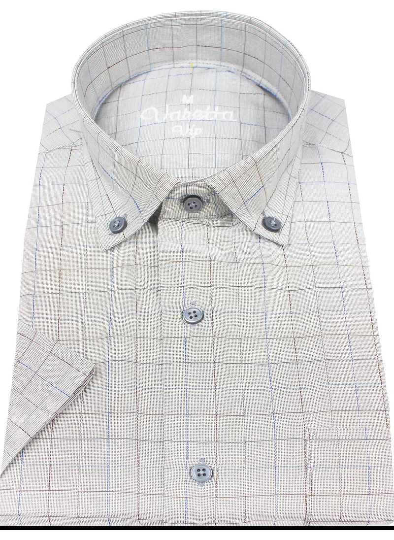 Varetta Men's Light Gray Short Sleeve Classic Cut Collar Buttoned One Pocket Shirt