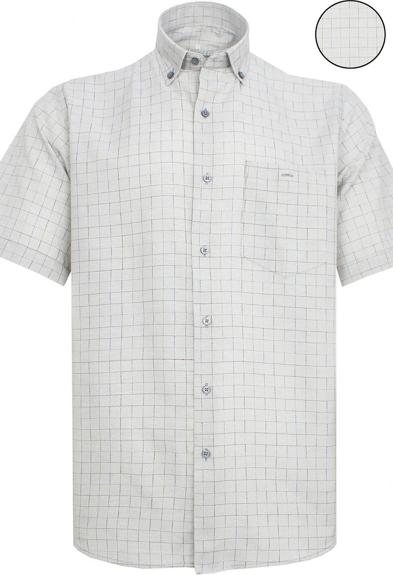 Varetta Men's Light Gray Short Sleeve Classic Cut Collar Buttoned One Pocket Shirt