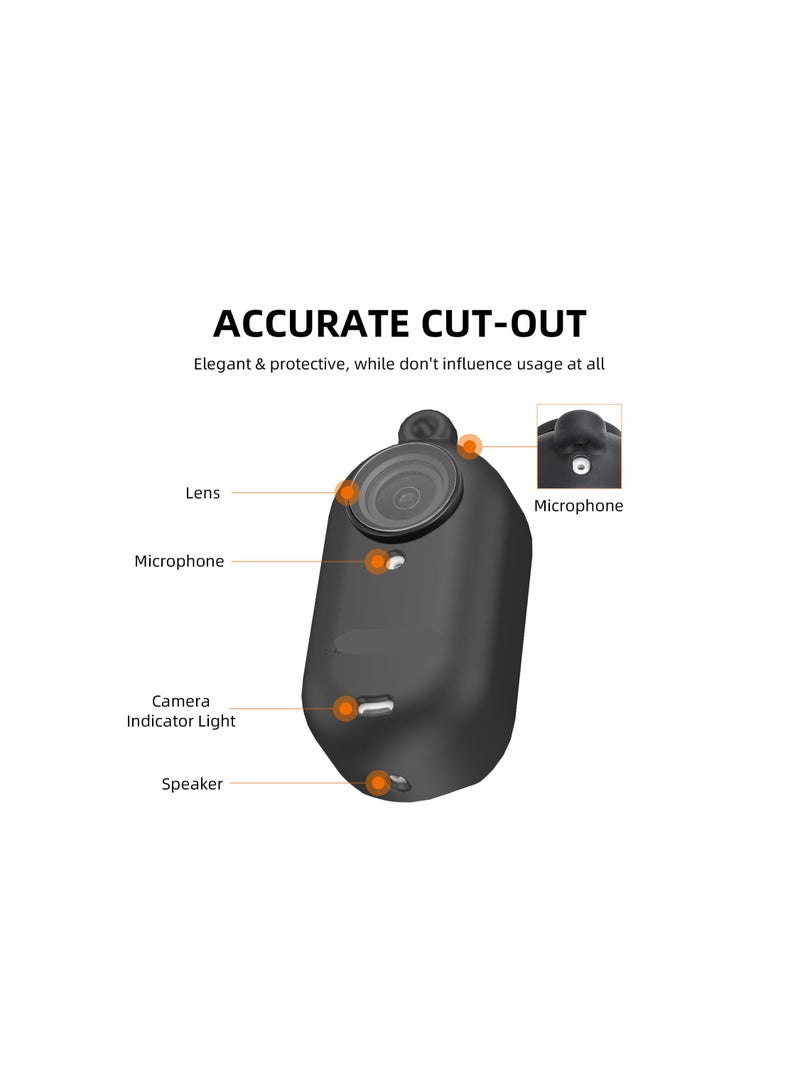 GO 3 Action Camera Silicone Skin, Lens Protector, and Neck Strap Bundle - Outdoor/Travel Accessories for Insta360 Go 3, Anti-Scratch Protective Cover (Black) - Image 2