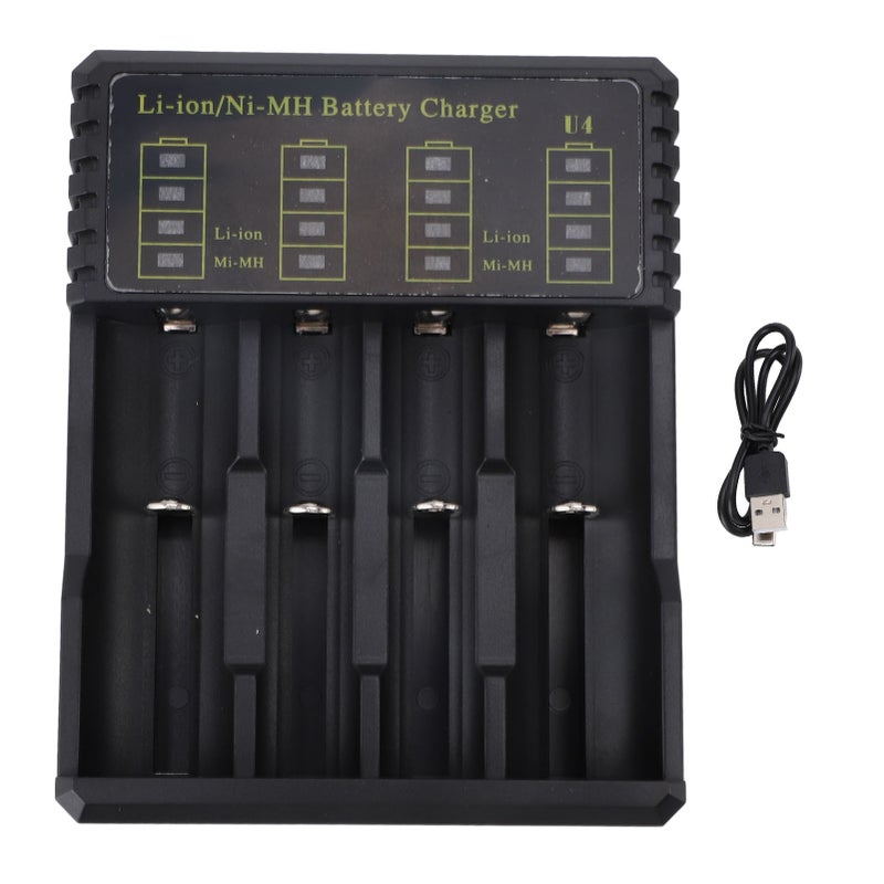 Smart LED Universal USB 4 Slots Battery Charger for Li Ion 26650 18500 18490 18350 17670 14500 10440 16340 RCR123 Ni MH Ni Cd AA AAA AAAA C Batteries - Image 1
