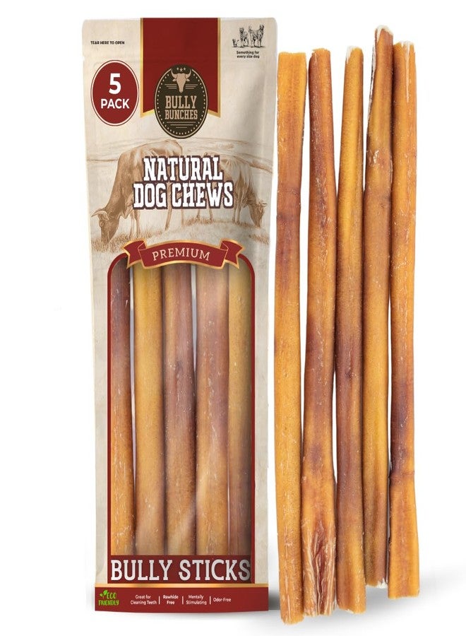 Bully Bunches Premium (12" Standard - 5 Pack) Odor Free Bully Sticks for Small & Medium Dogs - Consistently Sized, Long Lasting Chews for Oral Care - All Natural Beef Dog Treats - Image 1