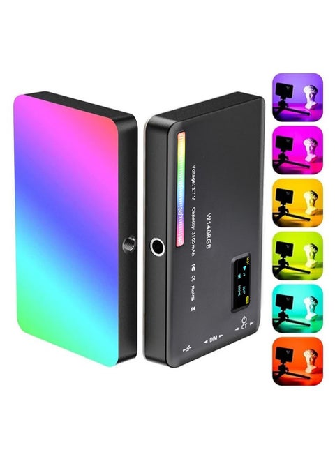 W140 RGB Video Light, Portable LED Camera Light Panel 0-360 Full Color, CRI95+ 2500K-9000K Dimmable 20 Lighting Effects, 3100mAH Rechargeable LED Lighting for Photography, Video Conference, TikTok