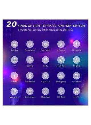 مصباح فيديو W140 RGB، لوحة إضاءة كاميرا LED محمولة 0-360 لون كامل، CRI95+ 2500K-9000K قابلة للتعتيم 20 تأثير إضاءة، إضاءة LED قابلة لإعادة الشحن 3100 مللي أمبير في الساعة للتصوير الفوتوغرافي ومؤتمرات الفيديو وTikTok - view 2