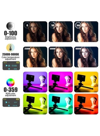 مصباح فيديو W140 RGB، لوحة إضاءة كاميرا LED محمولة 0-360 لون كامل، CRI95+ 2500K-9000K قابلة للتعتيم 20 تأثير إضاءة، إضاءة LED قابلة لإعادة الشحن 3100 مللي أمبير في الساعة للتصوير الفوتوغرافي ومؤتمرات الفيديو وTikTok - view 3